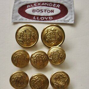 Alexander Lloyd Gold Metal Replacement 8 Buttons Winged Griffen Shield Gryphon